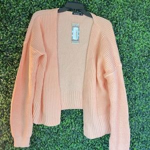 Bright Peach Knitted Cardigan